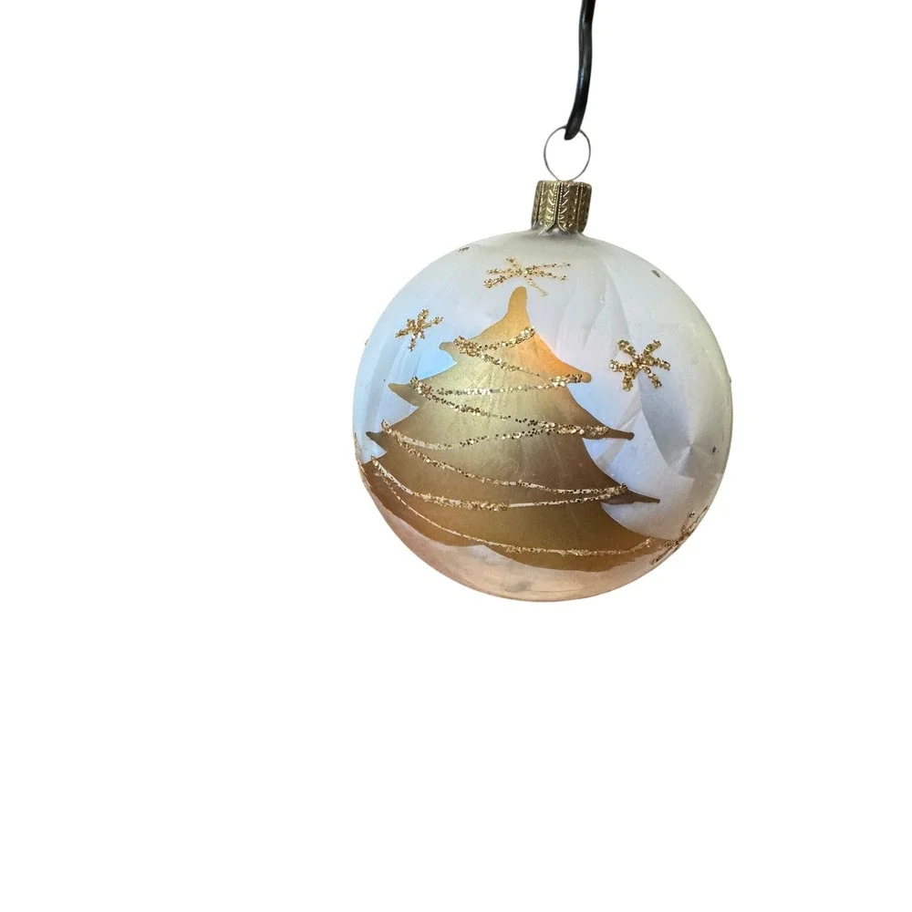 Vintage Dillards Glass Christmas‎ Ornaments Made in Western Germany Gold White 4